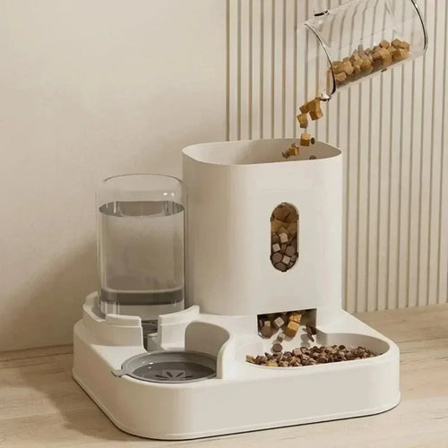 Automatic Pet Feeder with Water Fountain - Large Dispenser for Cats/Dogs, Puppy/Kitten Feeding/Water Station