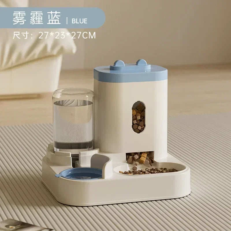Automatic Pet Feeder with Water Fountain - Large Dispenser for Cats/Dogs, Puppy/Kitten Feeding/Water Station