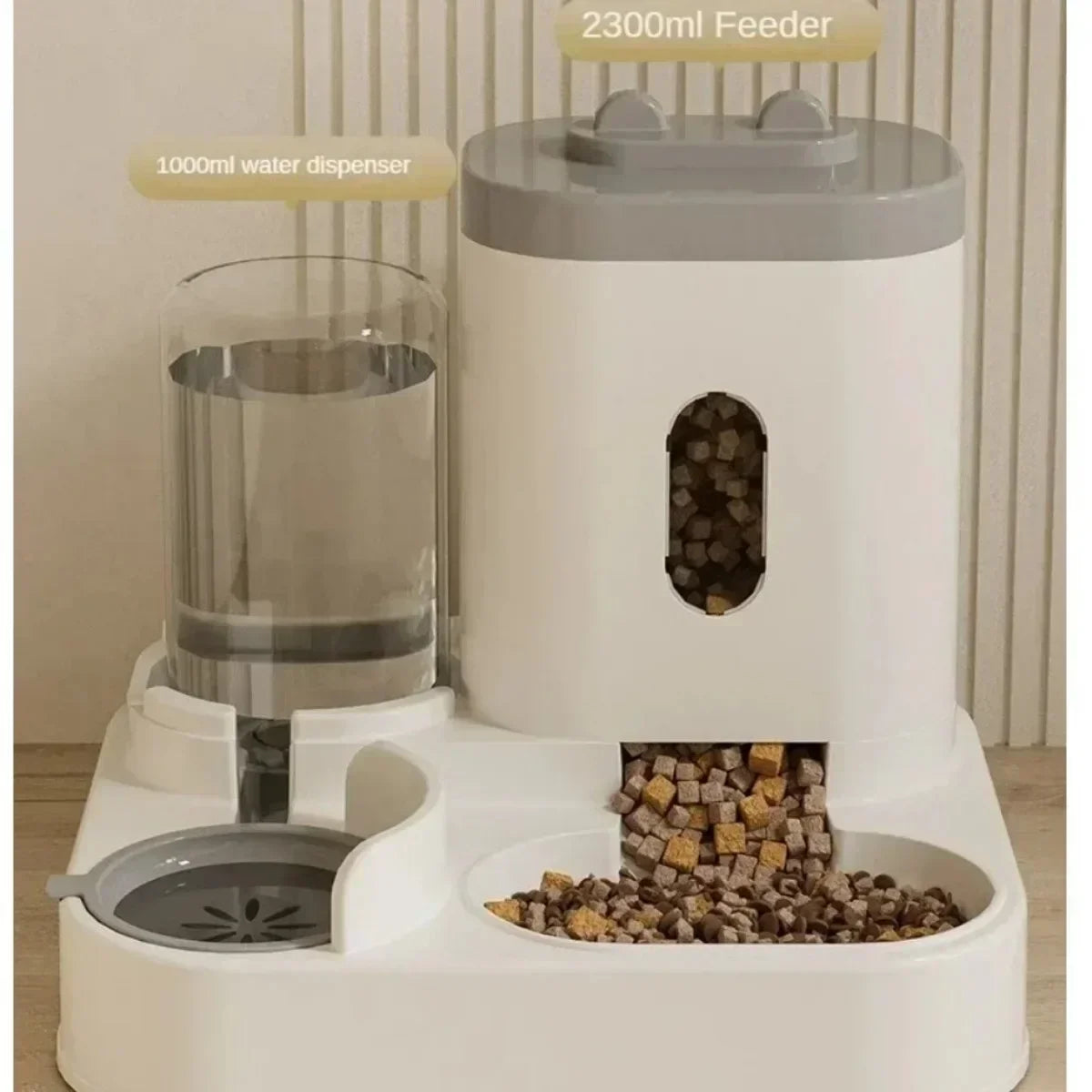 Automatic Pet Feeder with Water Fountain - Large Dispenser for Cats/Dogs, Puppy/Kitten Feeding/Water Station