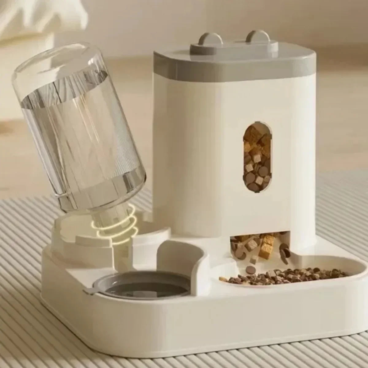 Automatic Pet Feeder with Water Fountain - Large Dispenser for Cats/Dogs, Puppy/Kitten Feeding/Water Station