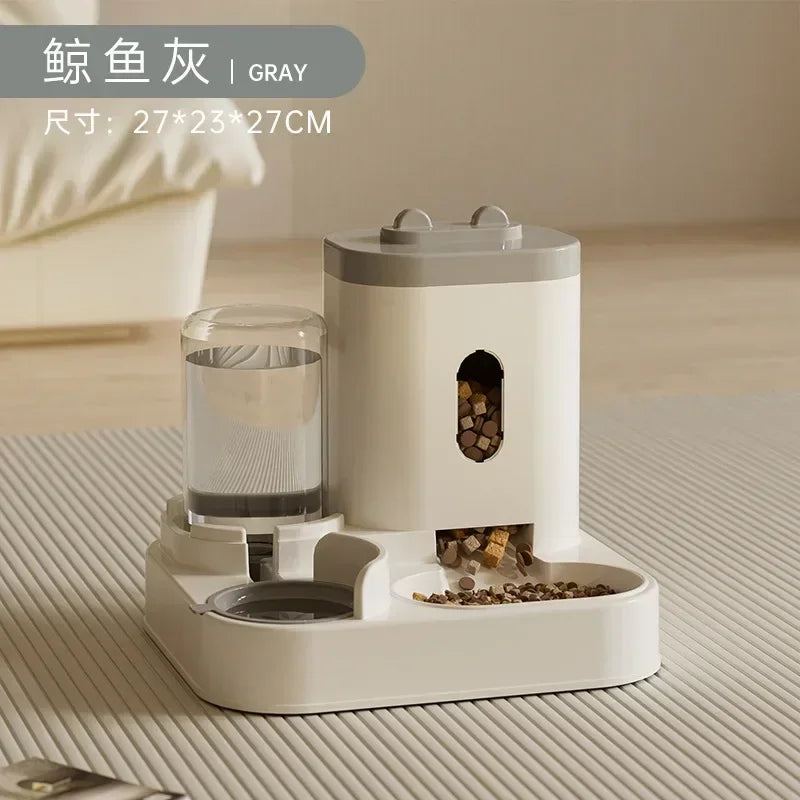 Automatic Pet Feeder with Water Fountain - Large Dispenser for Cats/Dogs, Puppy/Kitten Feeding/Water Station