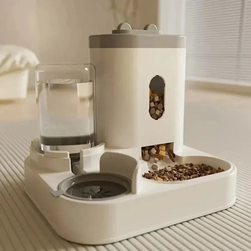 Automatic Pet Feeder with Water Fountain - Large Dispenser for Cats/Dogs, Puppy/Kitten Feeding/Water Station